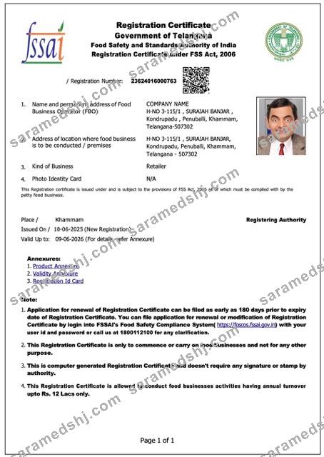 India Telangana company registration certificate Word and PDF template